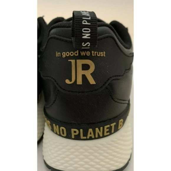 Rich patent black women’s 5.5 - 36 black/gold leather logo John Richards sneaker - Picture 5 of 11
